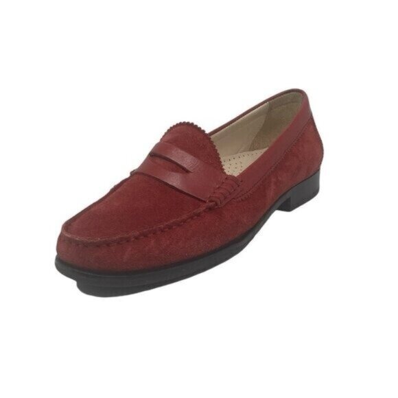 Cole Haan Classic Deep Red Suede/Leather Penny Loafer Size 7.5 - Picture 1 of 8